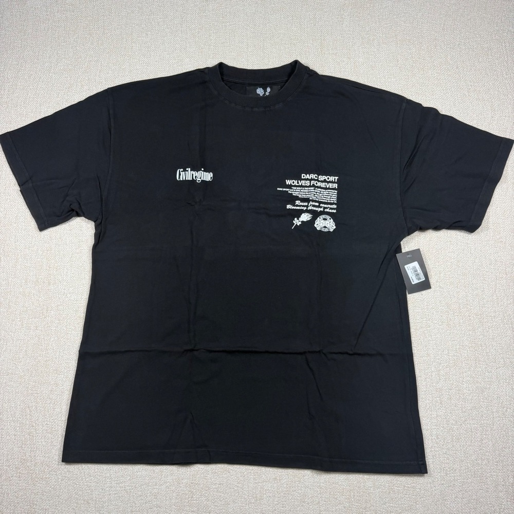 Darc Sport x Civil Regime The Wolf & The Rose Premium Tee Black Mens XL